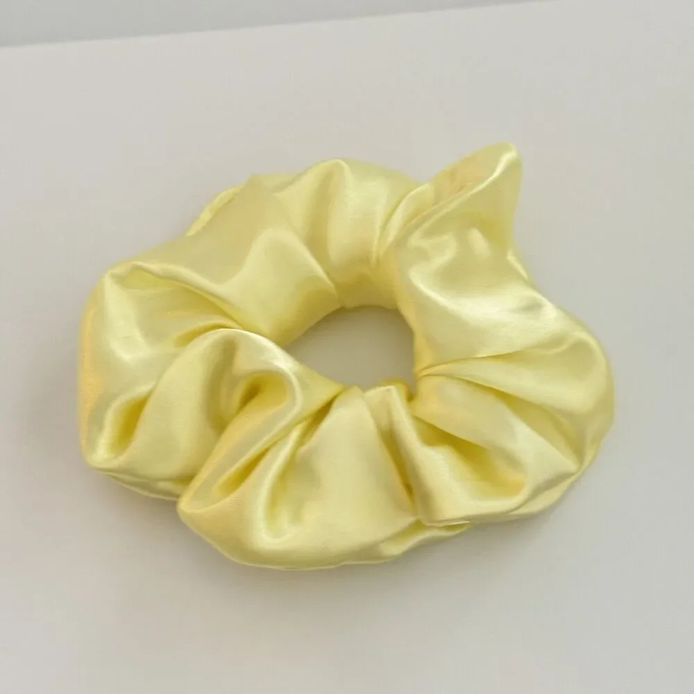Luxury Yellow Satin Scrunchie Handmade – Statement Hair Accessory